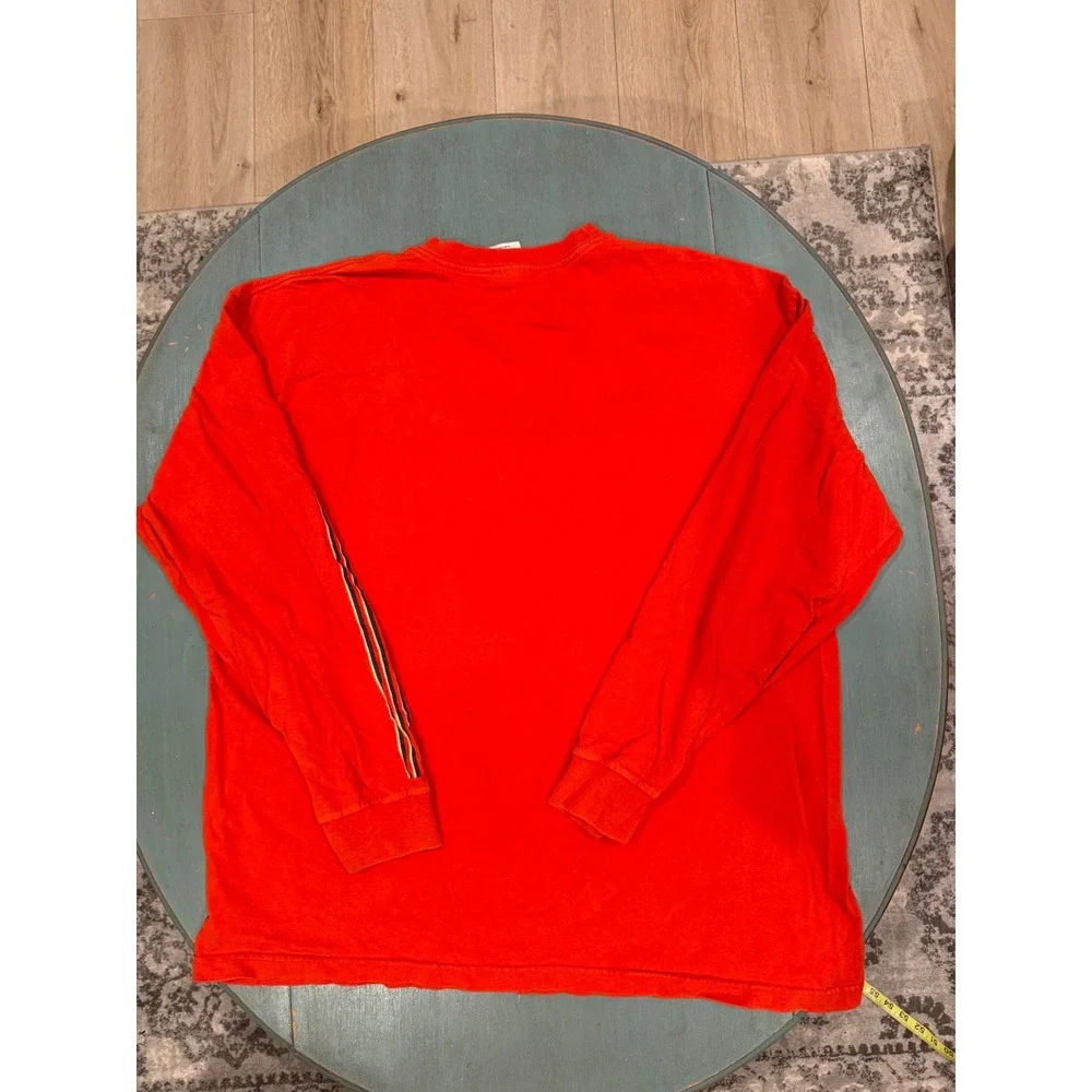 Vintage Y2K 2004 Adidas Long Sleeve T-Shirt Orange Striped Logo Mens 2XL DDE001
